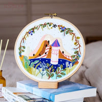 DIY Embroidery Kit for Adults, Landscape Pattern Needlework Craft with Hoop and Tutorial