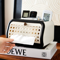 Vintage-Style Desktop Tissue Box, Luxury Home Multi-Function Large-Capacity Napkin Storage Box for Bedroom and Living Room
