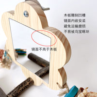 Parrot Mirror Toy with Perch for Cockatiels Budgies Lovebirds, Chewing String, Grinding Claw Stand