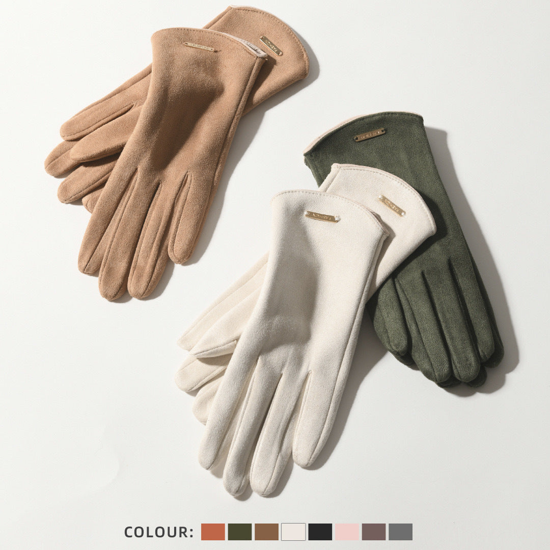 Women's De Velvet Thermal Fingerless Touchscreen Gloves for Cycling