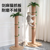 Sisal Cat Scratching Post with Integrated Round Base - Large Vertical Cat Scratcher Toy