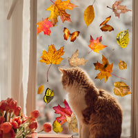 Thanksgiving Maple Leaf Butterfly Window Clings Static Glass Decals Home Decor Wall Stickers