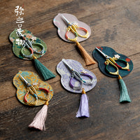Portable Chinese Style Tassel Tea Scissors with Storage Bag