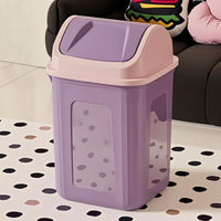 Simple Covered Trash Can for Home, Office, Bedroom, Bathroom, Living Room with Swing Lid