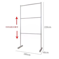 Stainless Steel Double/Triple Layer Garment Rack with Wheels, Adjustable Height Floor-Standing Clothes Hanger
