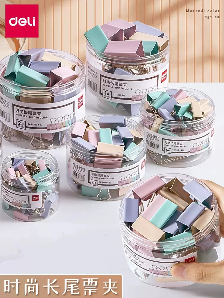 Deli Macaron Color Binder Clips, Strong Metal Paper Clamps for Office and Document Organization