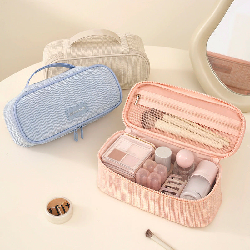 Portable Waterproof Large Capacity Cosmetic Bag with Adjustable Dividers