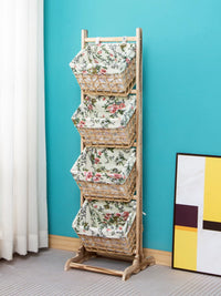 Multi-layer Storage Rack with Hanging Baskets for Living Room, Snacks, and Toys