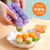 Baby Food Freezer Tray Silicone Ice Cube Mold with Lid for Purees and Solids - BPA Free