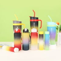 3-Piece Gradient Sports Water Bottle Set with Handle and Leak-Proof Design, Large Capacity