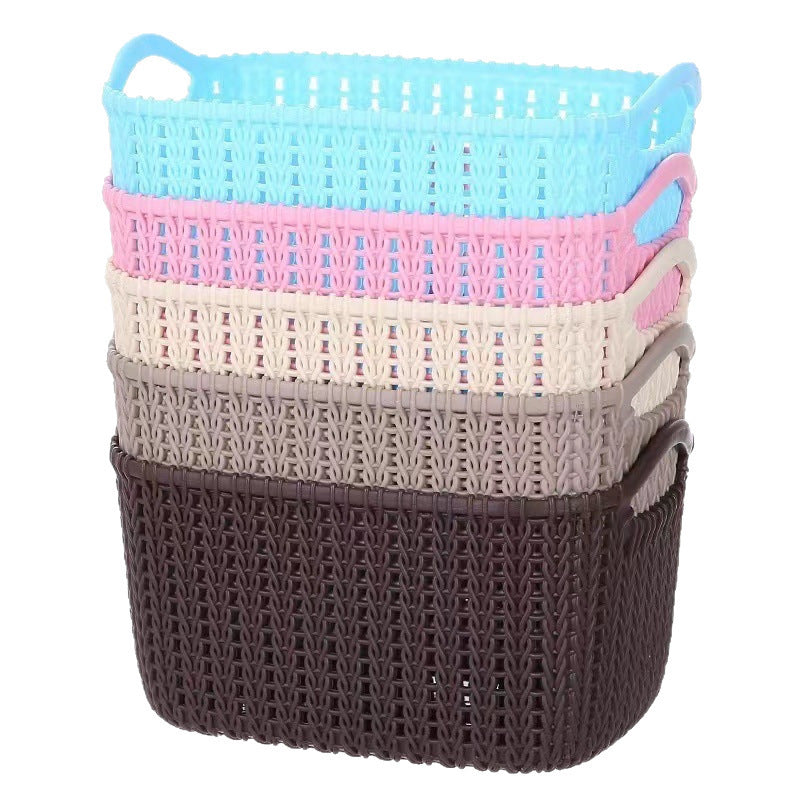 Desktop Imitation Rattan Storage Basket for Snacks, Cosmetics, and Sundries