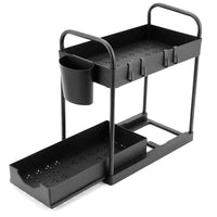 Under Sink 2-Tier Pull-Out Storage Organizer with Removable Handle for Kitchen and Bathroom