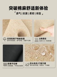 Vintage Solid Color Linen Round Tablecloth Waterproof Easy Care Dining Table Protector Mahjong Tea Table Mat