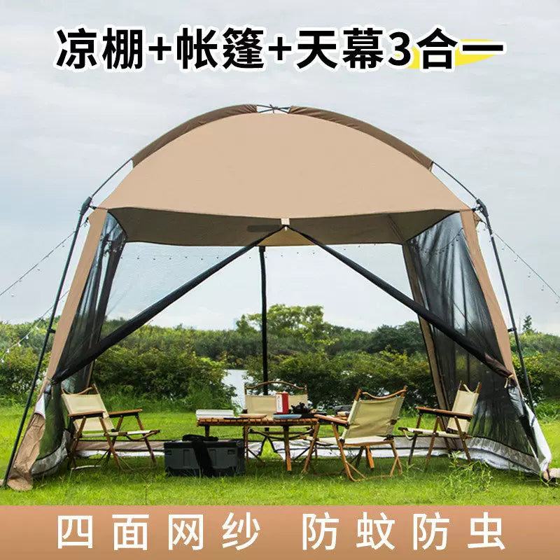 Outdoor Mosquito Net Tent Canopy with Sunshade and Rain Protection for Patio Camping