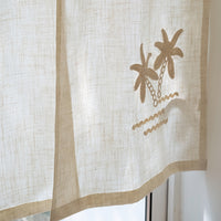 HEGALY Japanese Noren Doorway Curtain with Coconut Tree Print, Linen Blend, No-Drill Installation, Light Filtering