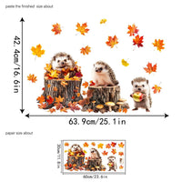 Thanksgiving Hedgehog Static Cling Window Decal for Shop Window Decoration, Removable Glass Sticker