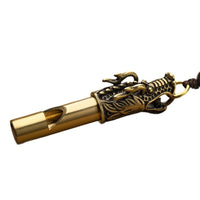 Brass Dragon Head Whistle Keychain Pendant for Outdoor Survival