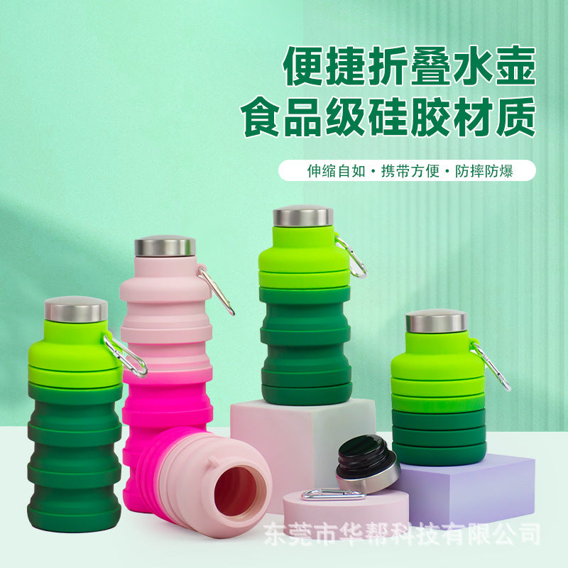 Gradient Silicone Collapsible Water Bottle, Portable Reusable Large Capacity for Travel & Fitness