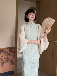 Women's Chinese Style Batwing Chiffon Sun Protection Cardigan for Summer Dresses