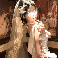 Gothic Lolita White Lace Veil & Gloves Set for Halloween Cosplay