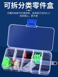 Multi-Compartment Transparent Plastic Storage Box for Fishing Hooks, Small Parts, and Electronic Components