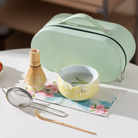 Matcha Whisk and Bowl Set with Portable Leather Case, Bamboo Chasen for Traditional Japanese Tea Ceremony