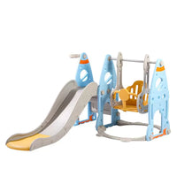 Kids Indoor/Outdoor Slide and Swing Set with Basketball Hoop for Home Playground