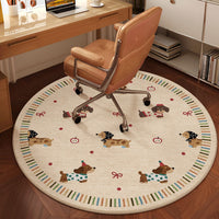 Round Chair Mat for Hard Floors and Carpets, Non-Slip, Washable, Mid-Century Style Faux Linen Rug for Office and Desk Chairs