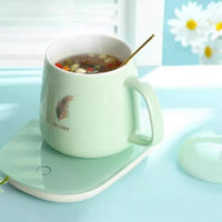 55°C Smart Mug Warmer Set with Ceramic Coffee Cup, Ideal Gift for Beverage Enthusiasts