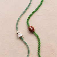 Handmade Beaded Sports Theme Necklace with Football, Badminton, and Rugby Charms