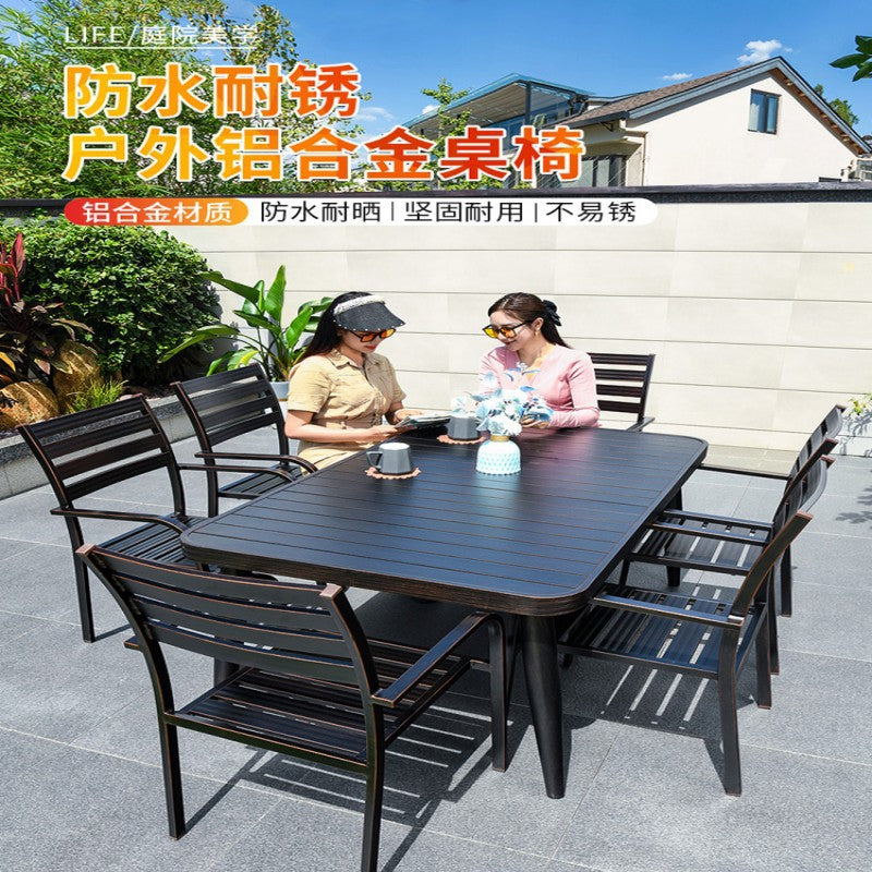 Outdoor Cast Aluminum Patio Dining Set with Table and Chairs