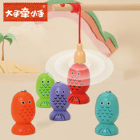 3-in-1 Wooden Geometric Shape Matching Fishing Game with Fruit Stacking Blocks for Early Education