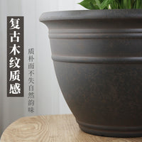Resin Wood Grain Planter Pot for Indoor Plants