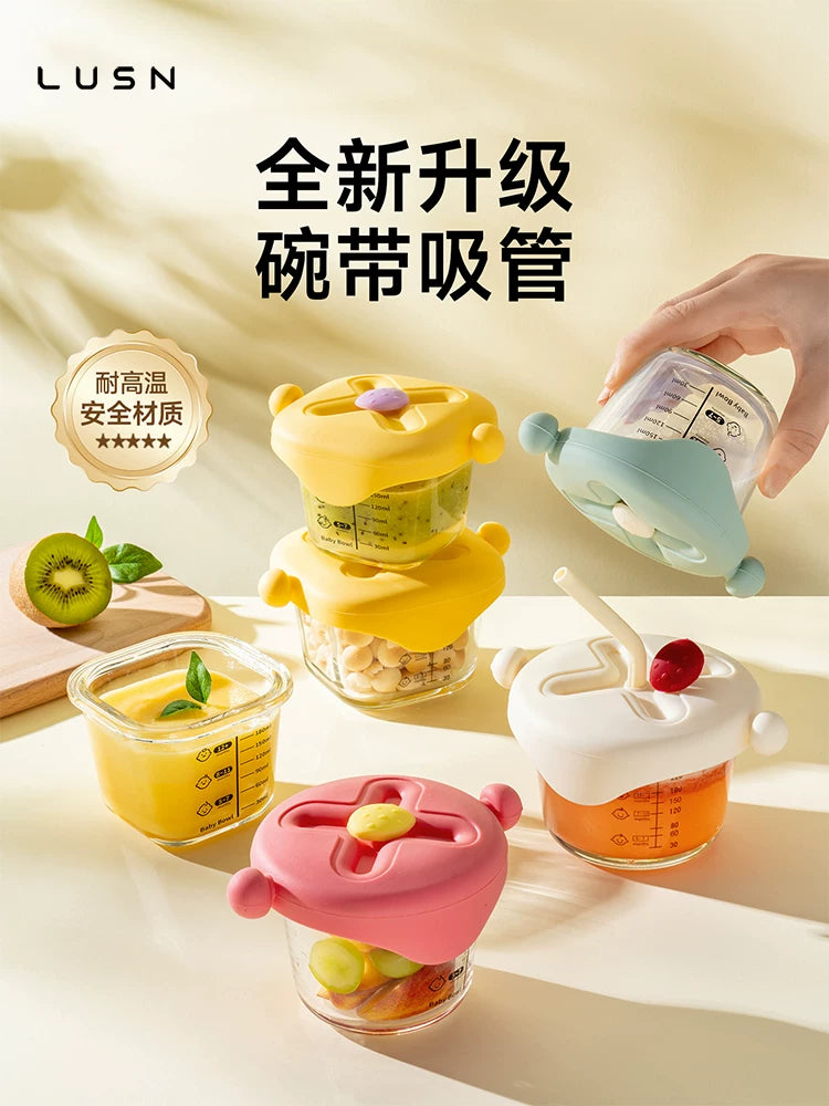 Baby Food Storage Glass Container Steaming Egg Custard Bowl Fresh-keeping Tool Cup Mold Infant Dedicated Complementary Food Bowl