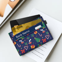 Christmas Theme PU Card Holder with Santa, Reindeer, Snowman, Tree Prints