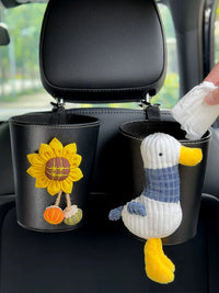 Cute Car Trash Can with Lid - Hanging Automotive Garbage Bag for Front/Rear Seat Storage