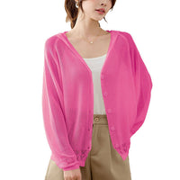 Women's Hooded Knit Cardigan, Lightweight Summer Cover-Up, Loose Fit