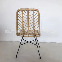 Modern Woven Rattan Dining Chair for Outdoor Patio and Balcony