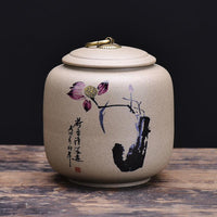 Handmade Coarse Pottery Tea Caddy Ceramic Storage Jar for Loose Leaf Tea