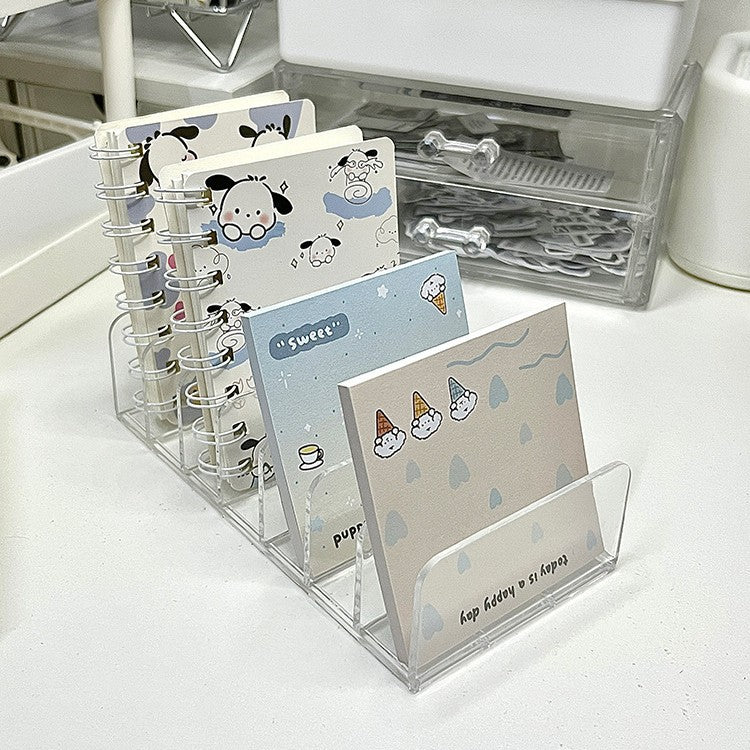 Desktop Organizer Rack for Stationery, Postcards, and Sticky Notes - Clear/Black Acrylic Storage Display