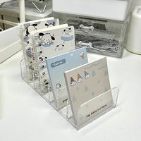 Desktop Organizer Rack for Stationery, Postcards, and Sticky Notes - Clear/Black Acrylic Storage Display