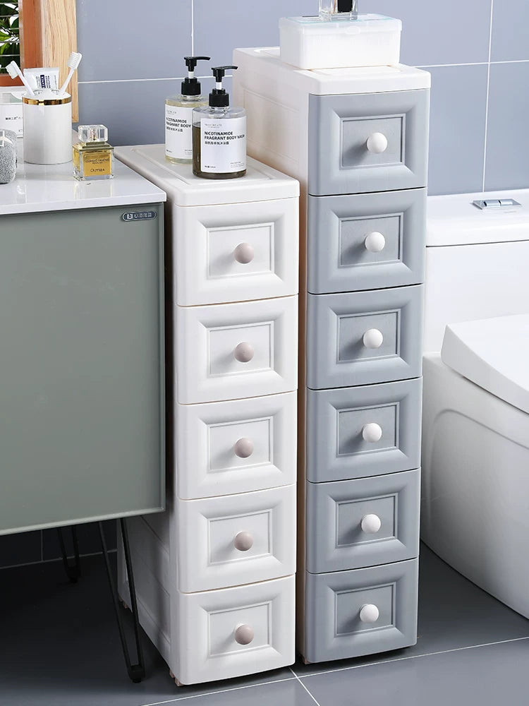 Slim Plastic Storage Cabinet with Drawers for Kitchen and Bathroom Narrow Spaces