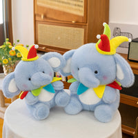 Happy Elephant Plush Toy with Clown Hat, Soft Stuffed Animal for Comfort and Play