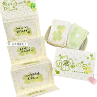 Lucky Four-Leaf Clover Accordion Greeting Card Blank Foldable Message Card for Students