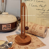Acacia Wood Paper Towel Holder with Pendant for Kitchen Countertop or Wall Mount