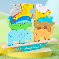 Wooden Animal Stacking Balance Game for Kids, Educational Building Blocks Toy