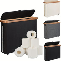 Foldable Bathroom Storage Bin with Lid and Clear Window, Household Organizer for Toilet Paper and Sundries