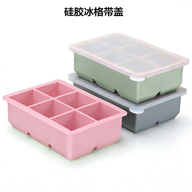 Large Square Silicone Ice Cube Tray with Lid, Food-Grade Whiskey Ice Mold, Jelly Maker for Home Use