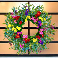 2025 New Texas Wildflower Wreath for Spring/Summer Door Decor with Gypsophila and Daisy