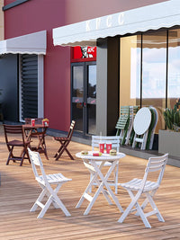Outdoor Folding Patio Dining Set - Waterproof Plastic Table and Chairs for Garden Balcony